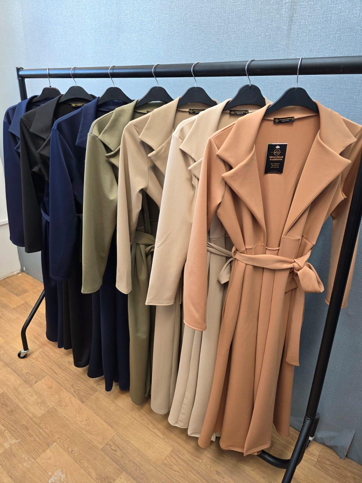 New Womens Noir Drape Maxi Full-Length, Belted Wrap Coat Pocket Cardigan Jackets - Image 9