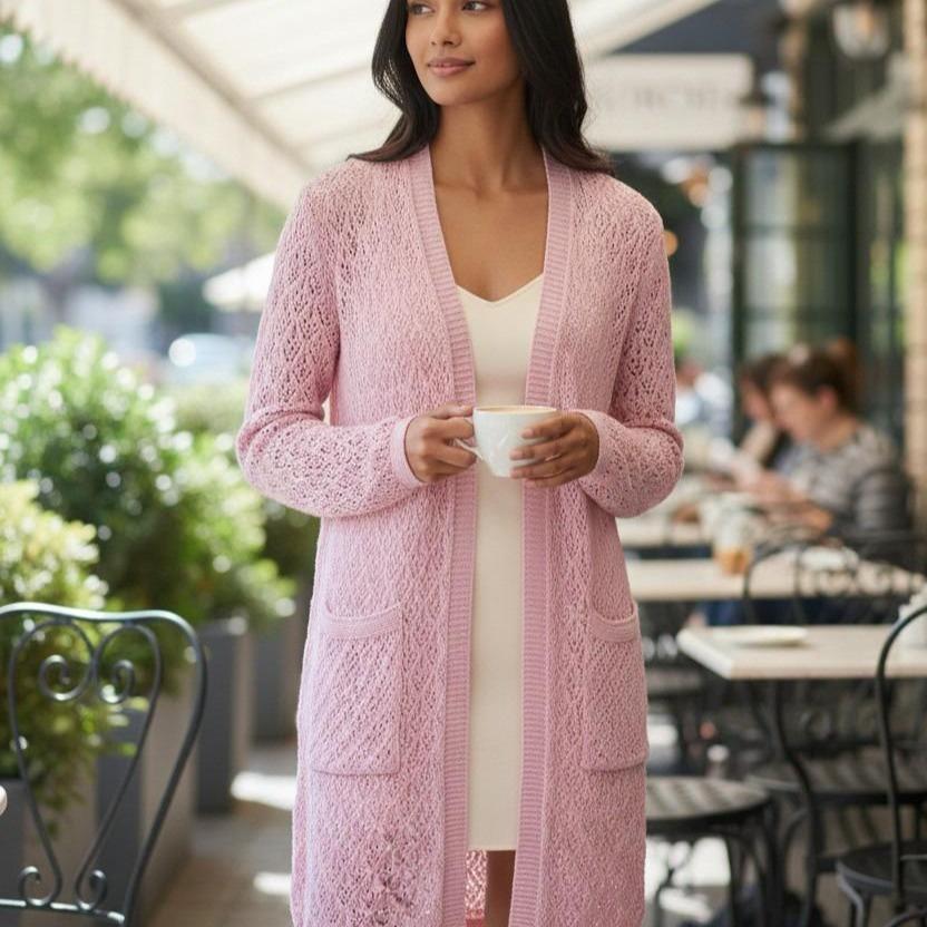 The Cloud-Nine Crochet Long Knitted Cardigan Womenswear Knitting Long Sleeve Pockets - Image 13