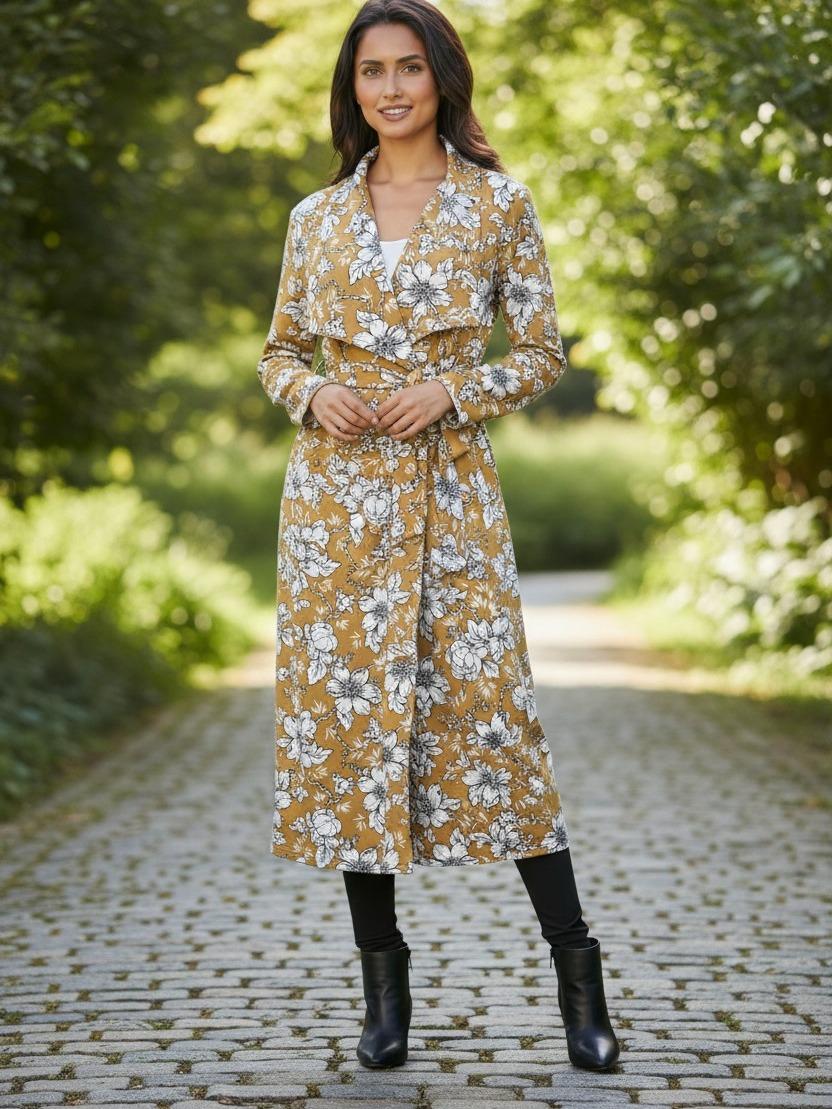 Womens Latest Summer Waterfall Style Breeze Coat,Midi Length,Pockets,Lightweight, 3 Sizes,Belt,Stylish Jacket Tops Trench Outerwear - Image 5
