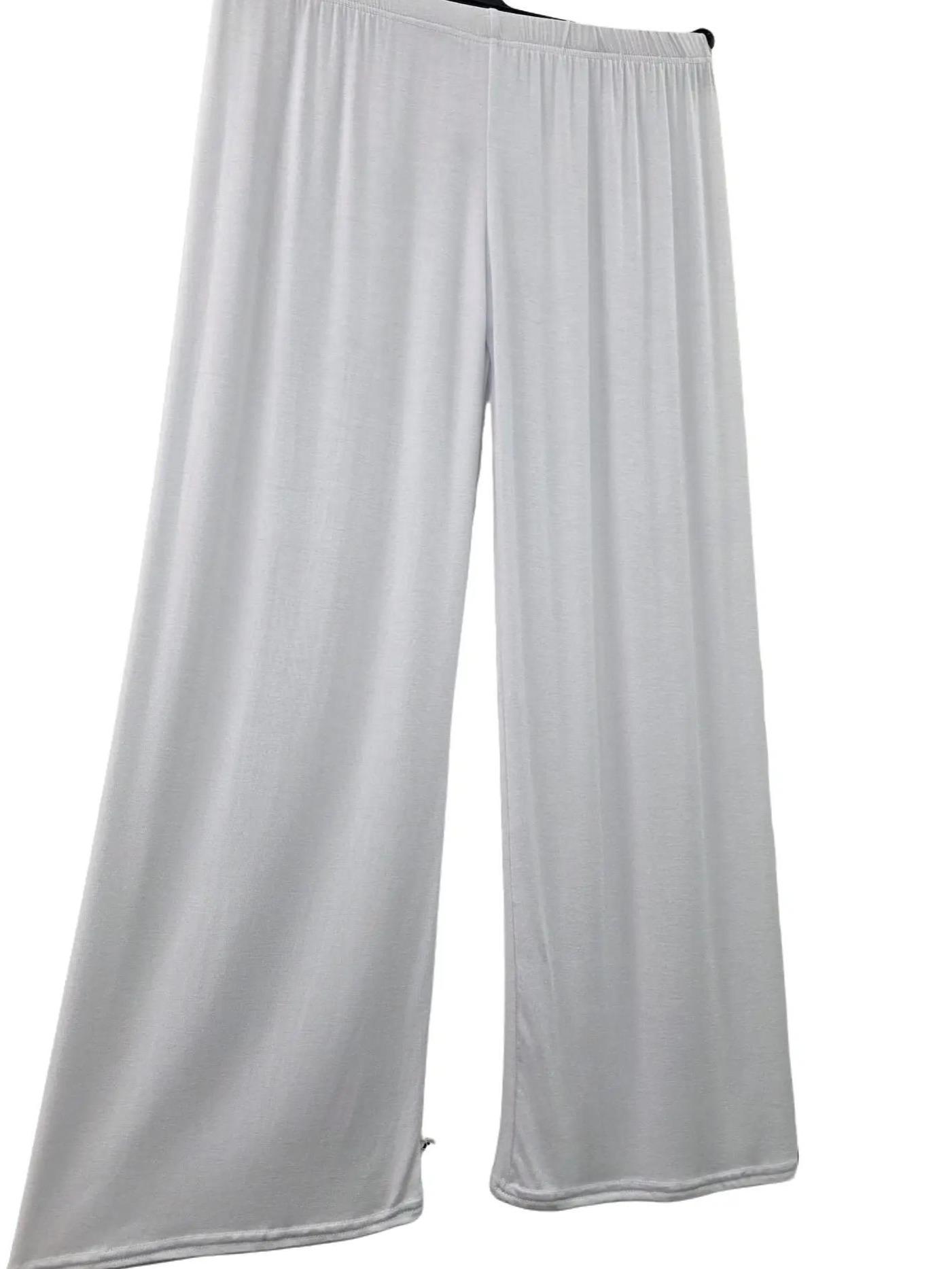 Womens Ladies Plain Wide Leg Palazzo Pants Plus Size Trouser Bottoms Leggings Black White Womenswear Wideleg Basic - Image 8