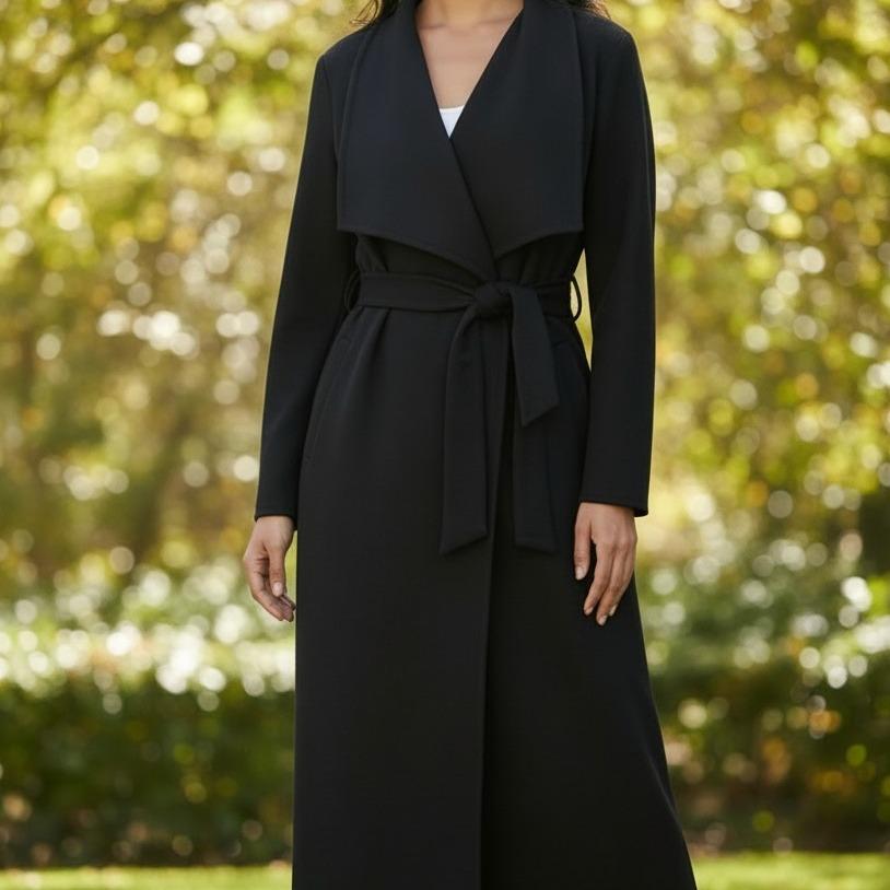 Womens Latest Summer Waterfall Style Breeze Coat,Midi Length,Pockets,Lightweight, 3 Sizes,Belt,Stylish Jacket Tops Trench Outerwear - Image 15