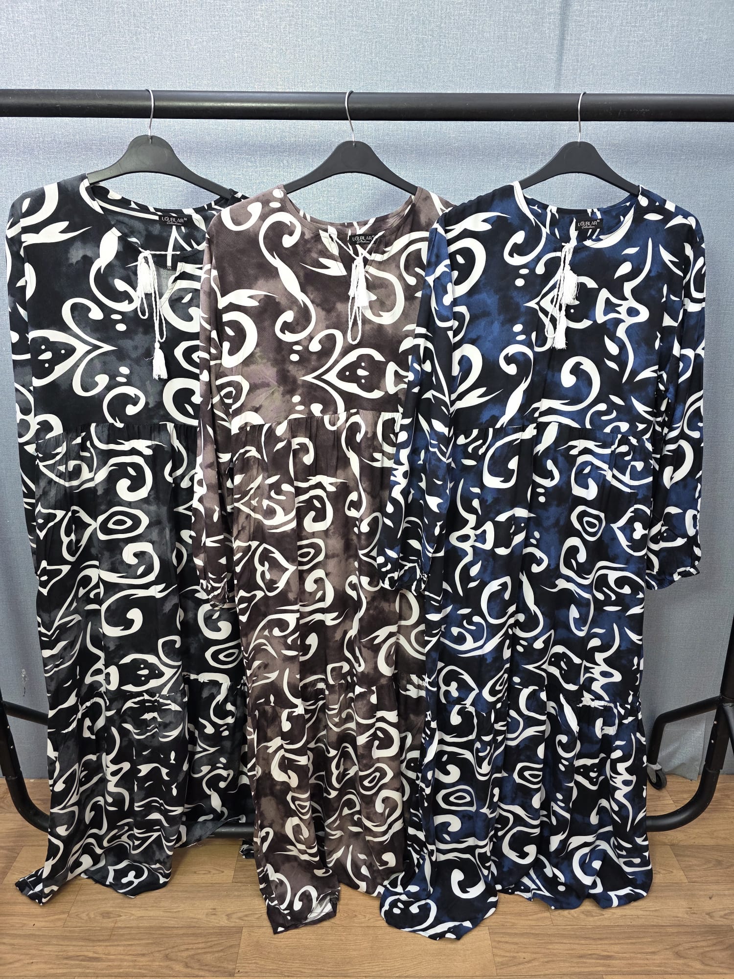 Womens Elegant Turkish cotton dress with beautiful double frill design 55" Inches Length - Image 2