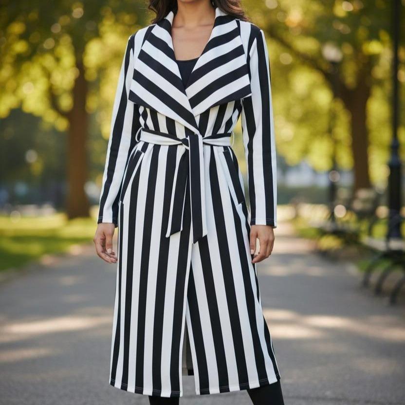 Womens Latest Summer Waterfall Style Breeze Coat,Midi Length,Pockets,Lightweight, 3 Sizes,Belt,Stylish Jacket Tops Trench Outerwear - Image 12