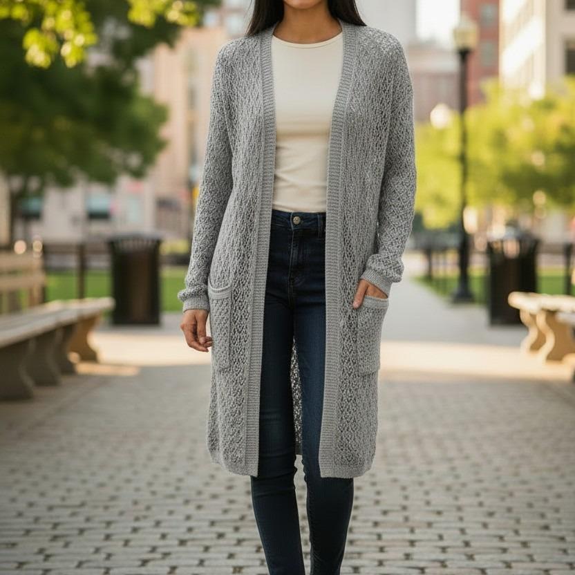 The Cloud-Nine Crochet Long Knitted Cardigan Womenswear Knitting Long Sleeve Pockets - Image 15