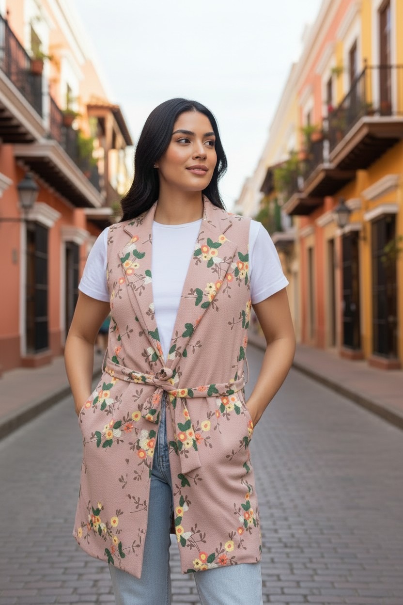 The Meadow Duster Sleeveless Floral Belted Trench Coat For womens - Image 8
