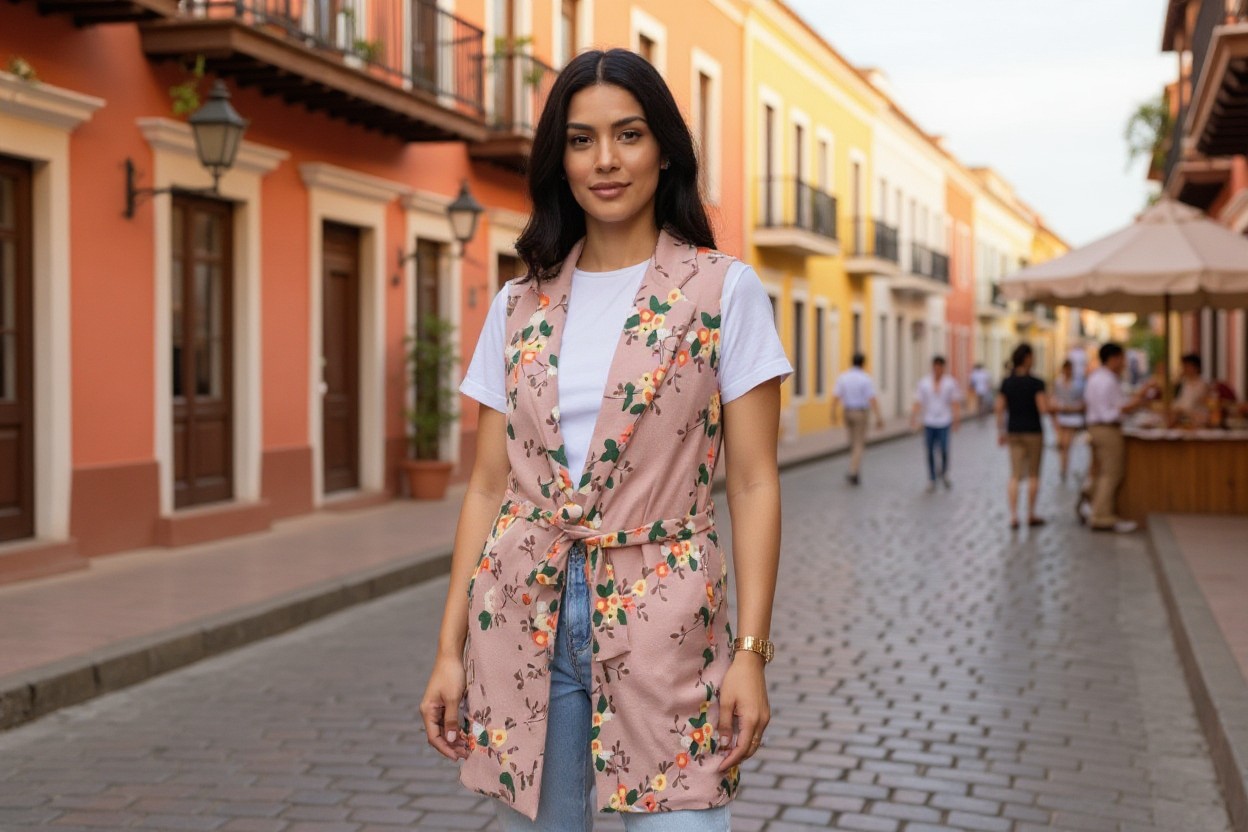The Meadow Duster Sleeveless Floral Belted Trench Coat For womens - Image 2