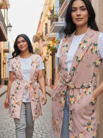 The Meadow Duster Sleeveless Floral Belted Trench Coat For womens