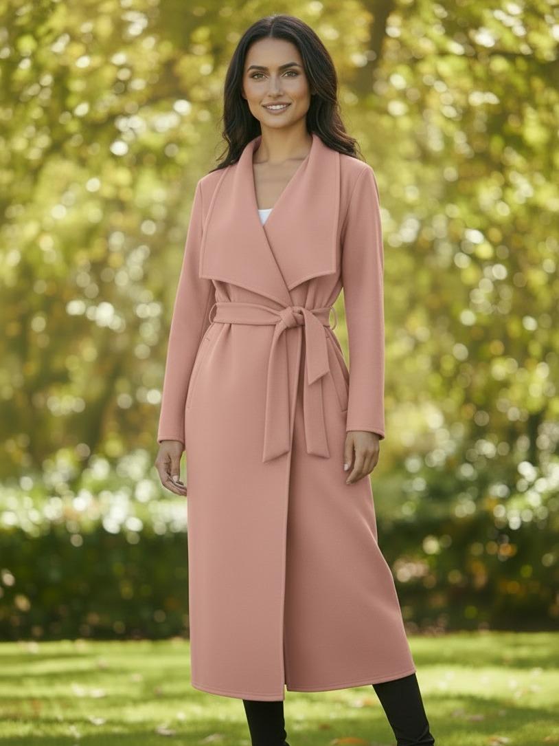 Womens Latest Summer Waterfall Style Breeze Coat,Midi Length,Pockets,Lightweight, 3 Sizes,Belt,Stylish Jacket Tops Trench Outerwear - Image 8