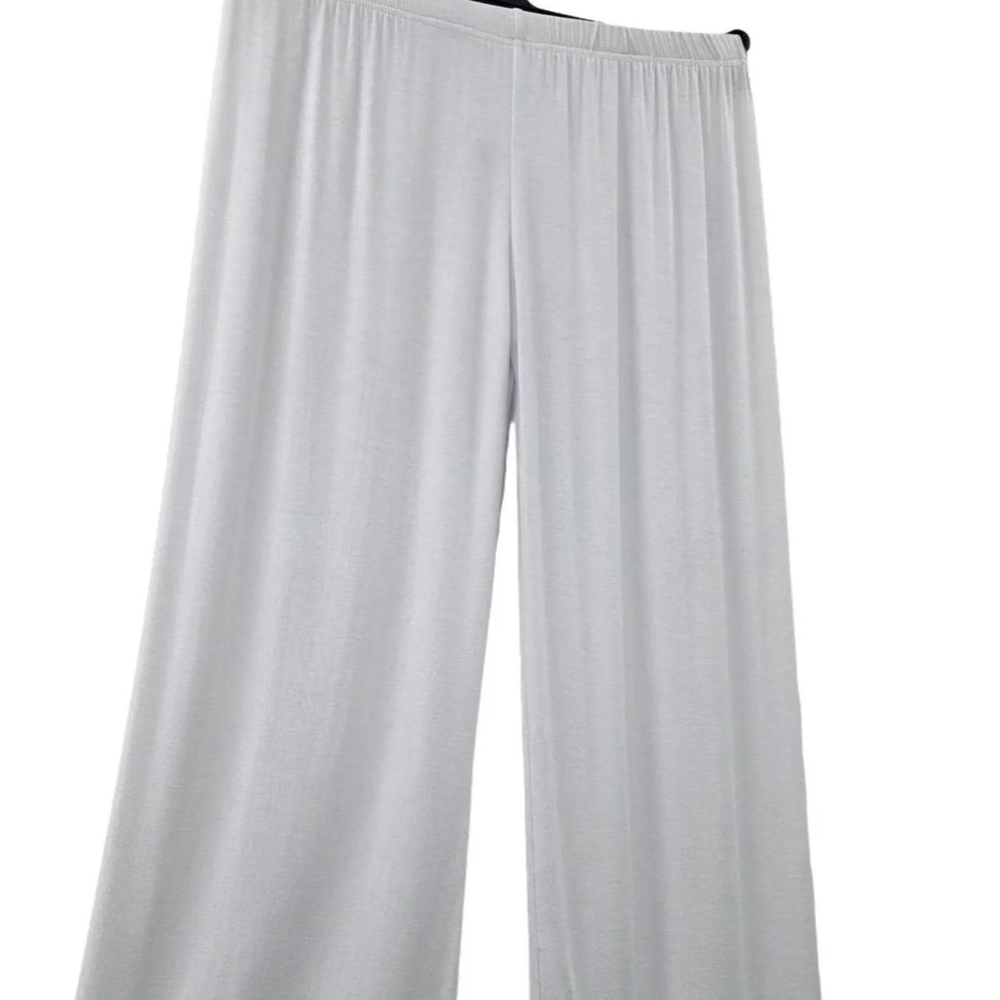 Womens Ladies Plain Wide Leg Palazzo Pants Plus Size Trouser Bottoms Leggings Black White Womenswear Wideleg Basic - Image 10