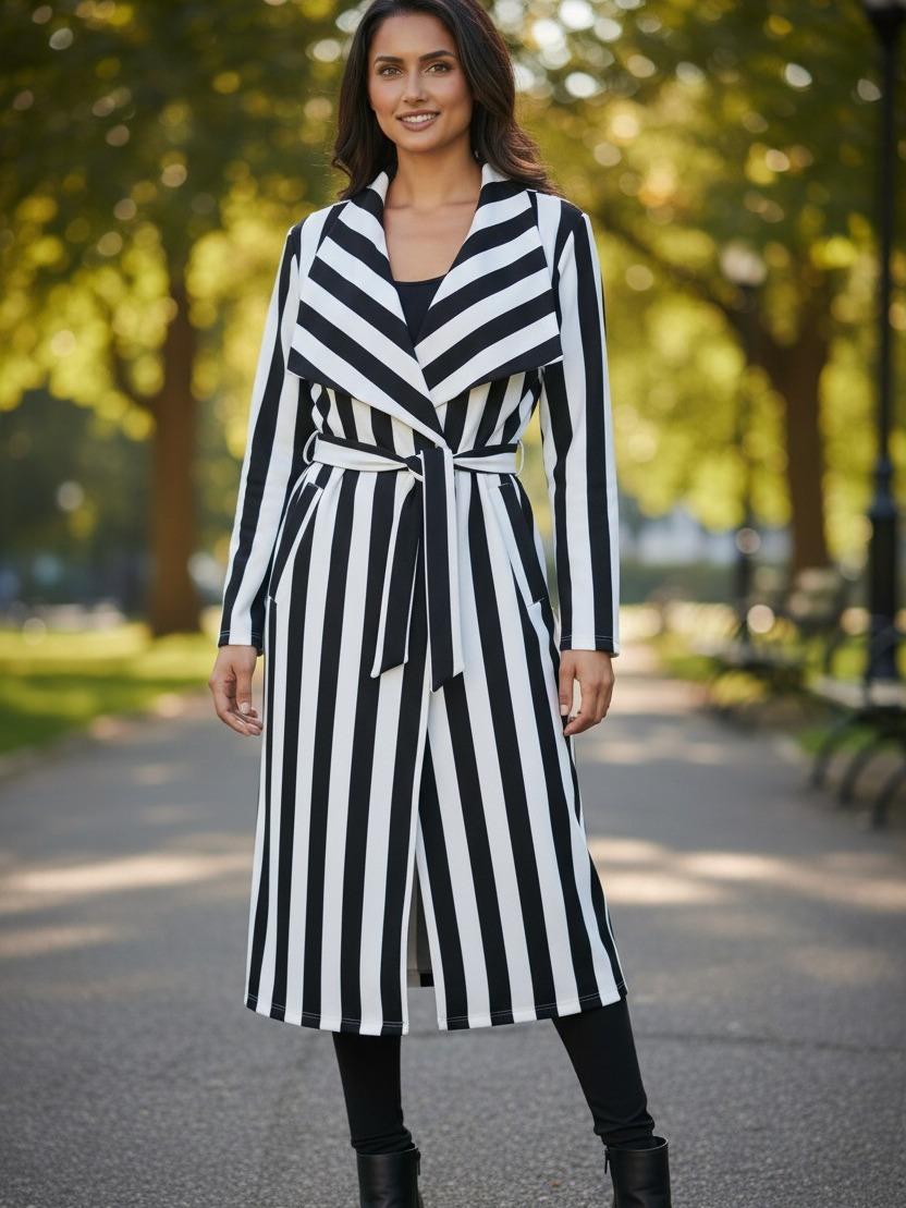 Womens Latest Summer Waterfall Style Breeze Coat,Midi Length,Pockets,Lightweight, 3 Sizes,Belt,Stylish Jacket Tops Trench Outerwear - Image 3