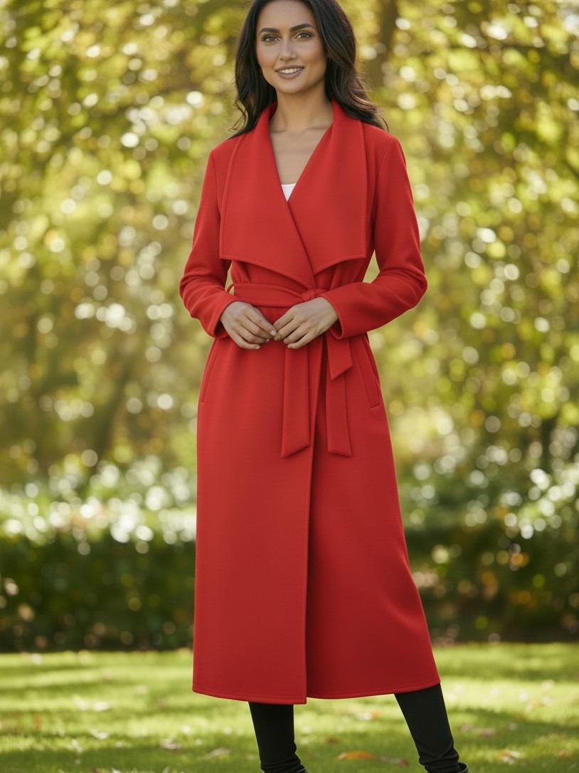 Womens Latest Summer Waterfall Style Breeze Coat,Midi Length,Pockets,Lightweight, 3 Sizes,Belt,Stylish Jacket Tops Trench Outerwear - Image 9