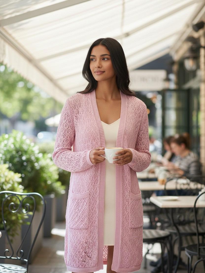 The Cloud-Nine Crochet Long Knitted Cardigan Womenswear Knitting Long Sleeve Pockets - Image 7
